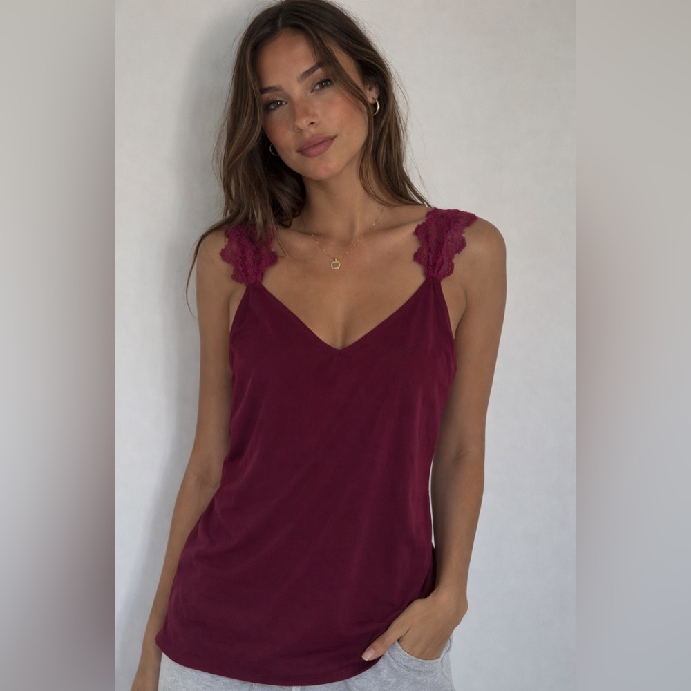 Willow & Root Burgundy Bohemian Camisole Lace Whimsygoth Elegant Fairycore XS